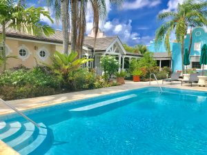 Pool looking towards villa 300x225 - Barbados holiday home