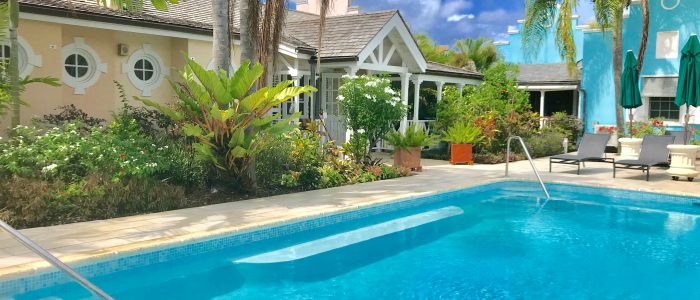 Pool looking towards villa 700x300 - Barbados holiday home